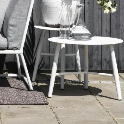 Table basse de jardin en aluminium blanc Ø 60 cm STOCKHOLM