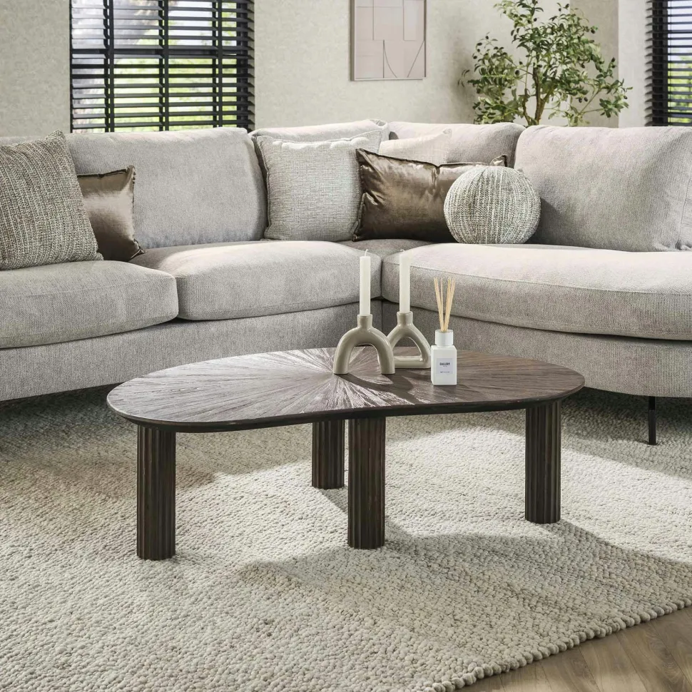 Table basse en bois de teck forme haricot YOGY