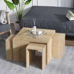 Table basse gigogne effet chêne - 5 pièces MARFA