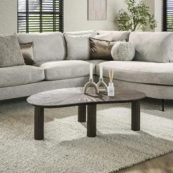 Table basse organique en bois de teck forme triangle (lot de 3) YOGY