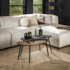Table basse ronde design couleur anthracite et cuivré (2 pièces) RALF