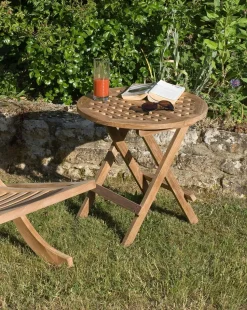 Table d'appoint de jardin en Teck carrée pliante 50cm SUMMER
