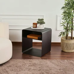 Table d’appoint design métal noir – forme cube SFAX