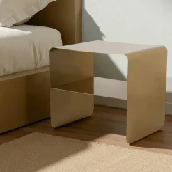 Table d’appoint design métal doré – 2 plateaux SFAX