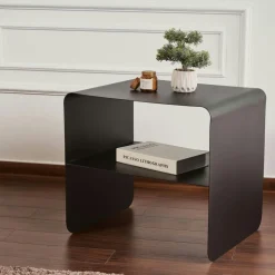 Table d’appoint design métal doré – 2 plateaux SFAX