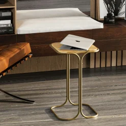 Table d'appoint noire - plateau en bois clair carré JENA