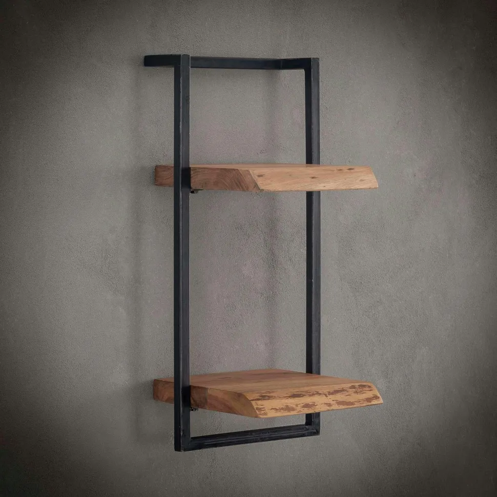 Table d'appoint noire - plateau en bois clair carré JENA