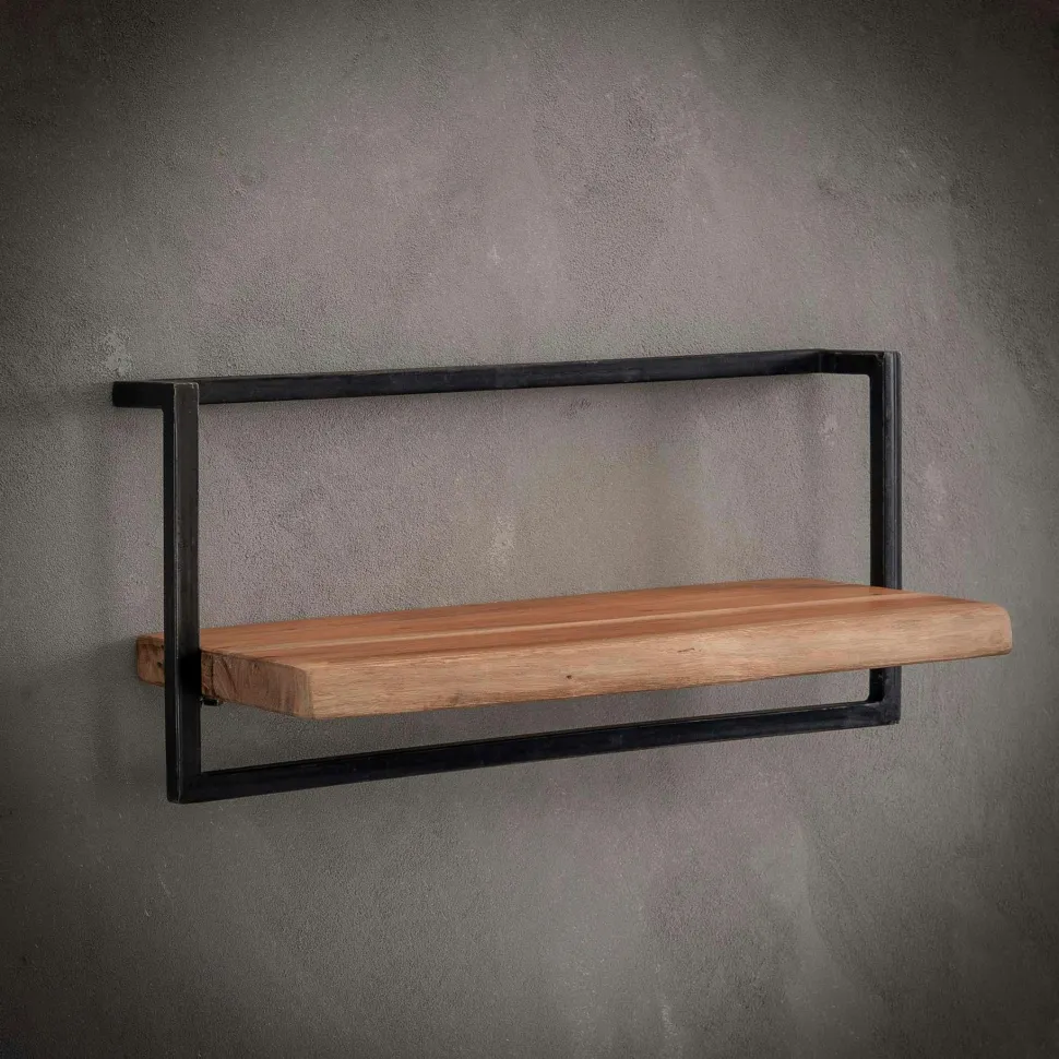 Table d'appoint noire - plateau en bois clair carré JENA