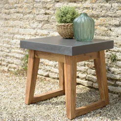 Table d'appoint pour jardin bois et résine effet béton HERCULE