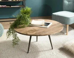 Table d'appoint ronde teck recyclé métal GM SWING
