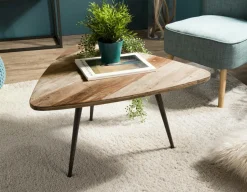 Table d'appoint ronde teck recyclé métal GM SWING