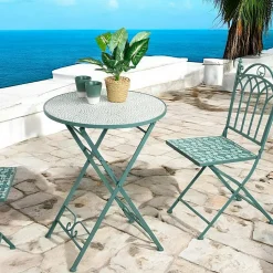 Table de balcon pliante vert d'eau D 60 cm GRENADE
