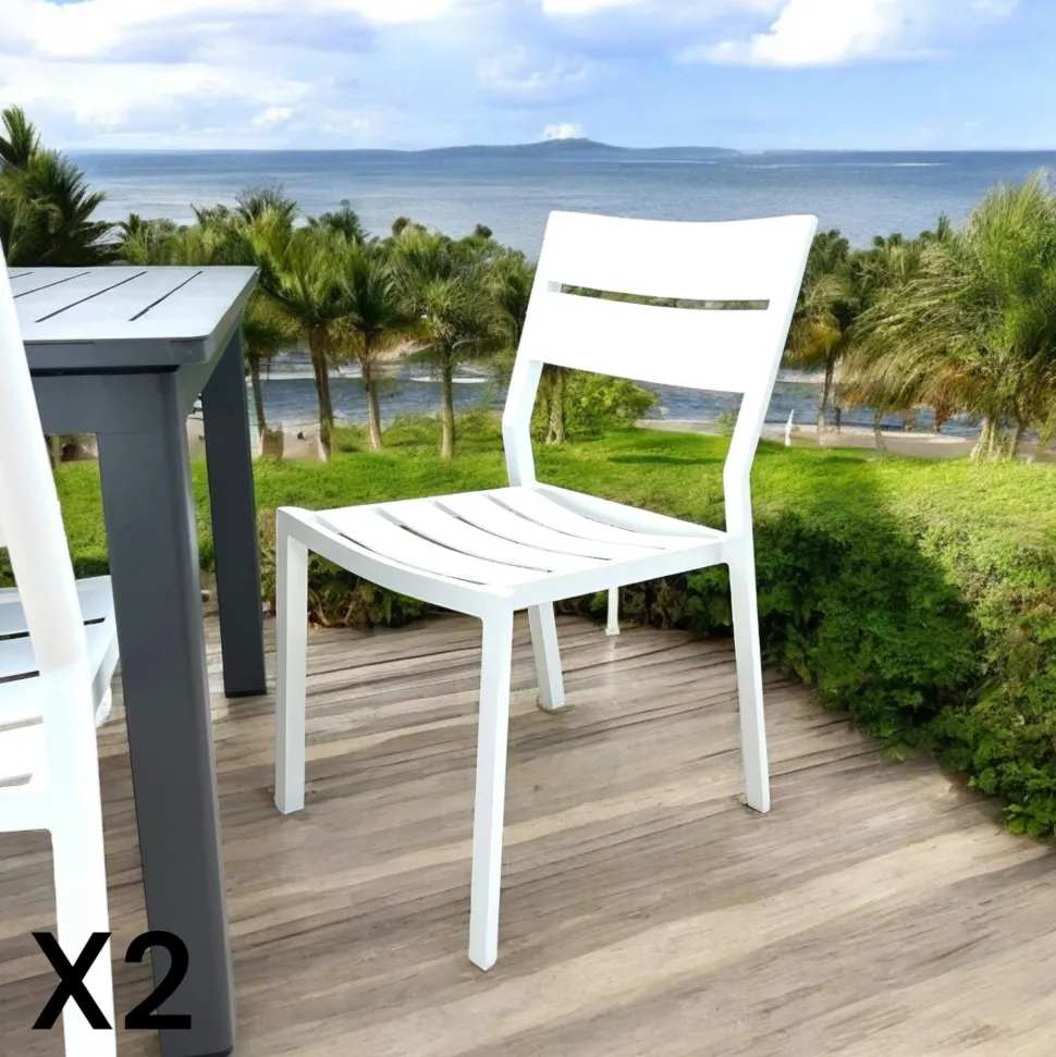 Table de jardin en aluminium finition blanc 200 cm STOCKHOLM