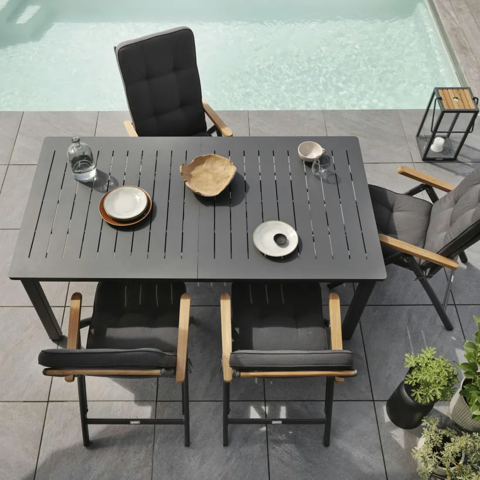 Table de jardin extensible en aluminium gris sable 194/314 cm OSLO