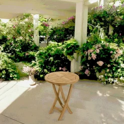 Table de jardin pliante ronde teck 60X60 SUMMER