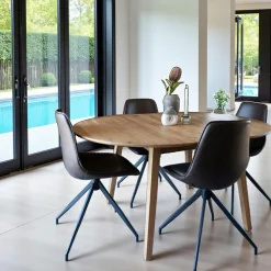 Table extensible ronde en bois clair 118-158 cm SAVONE