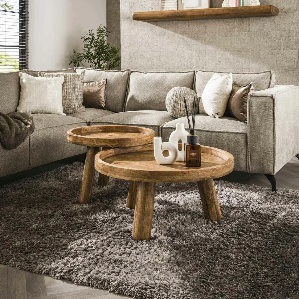 Table gigogne en bois de manguier avec plateau triangulaire (lot de 2) CREEK