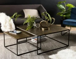 Table gigogne ronde noir et or (lot de 2) ZALA