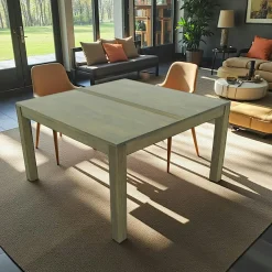 Table repas hévéa 130x130cm GALA