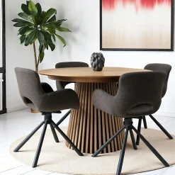 Table ronde en chêne clair avec piètement baguette ø140 cm AMSTERDAM