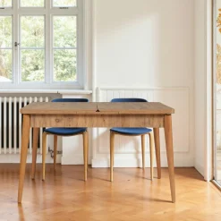 Table ronde extensible effet noyer Ø100-131 cm ORINA
