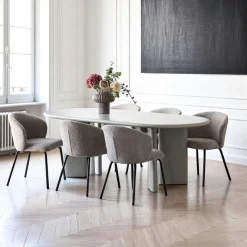 Table ronde sable avec pied central Ø120 cm ALBERTA