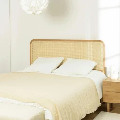 Tête de lit 140/160 bois et rotin angles droits AMSTERDAM