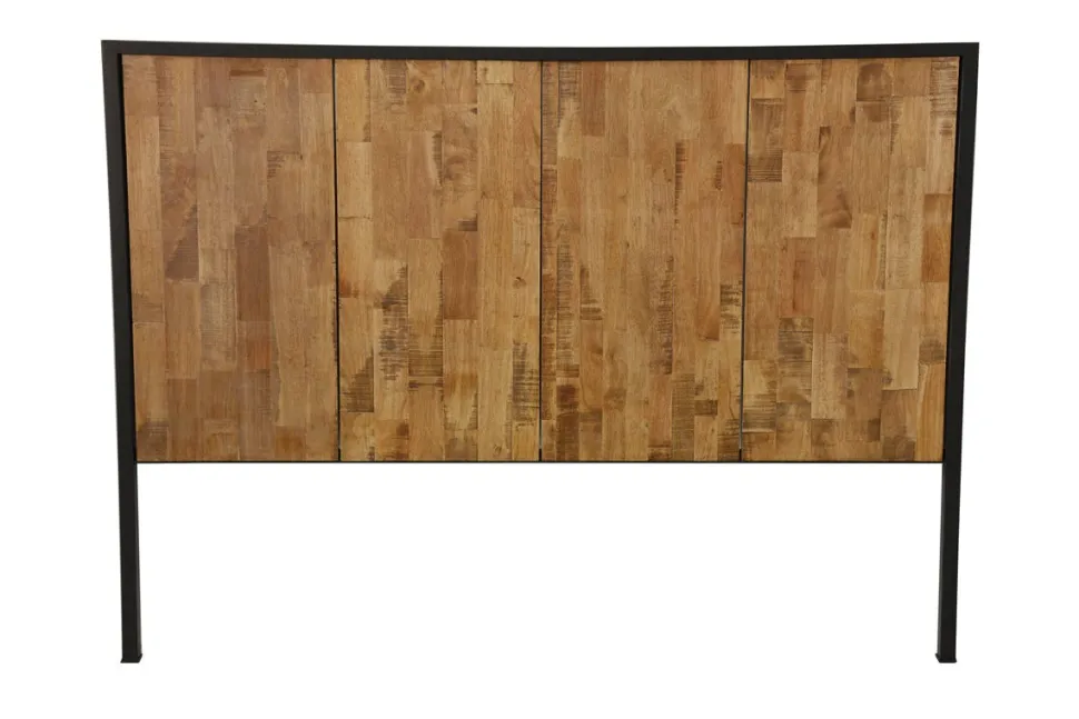 Tête de Lit en Hévéa recyclé naturel et métal 165x120cm LOFT