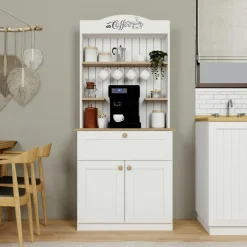 Vaisselier de cuisine vert sauge, niche machine à café VAREN