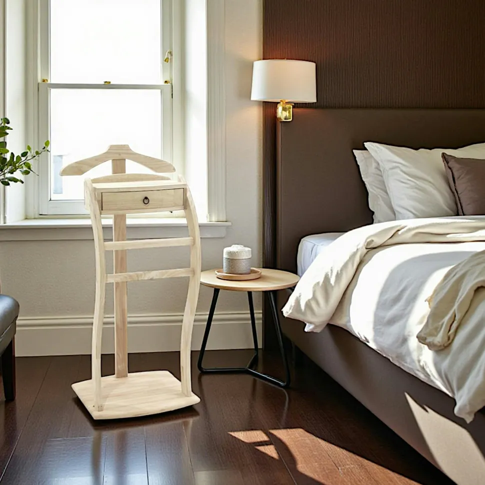 Valet de chambre 1 tiroir hévéa 105cm TRADITION