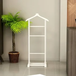 Valet de chambre blanc avec plateau vide-poches SITIA