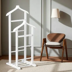 Valet de chambre bois clair avec plateau vide-poches SITIA