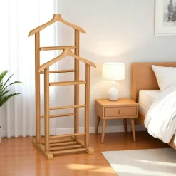Valet de chambre double - bois clair, vide-poches SITIA