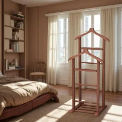Valet de chambre double - bois marron, vide-poches SITIA